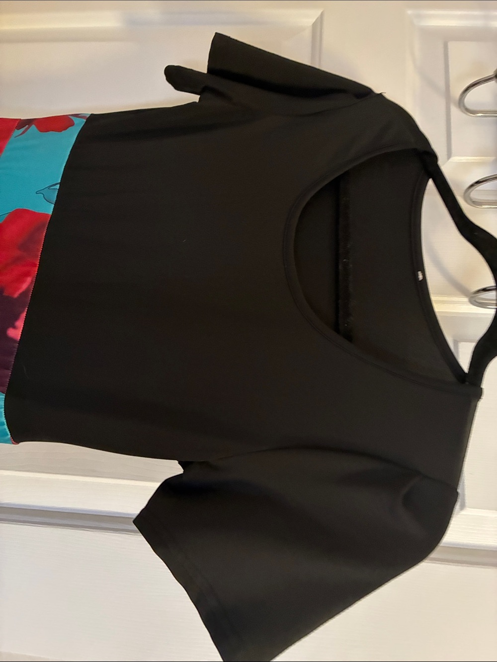 Black & Teal Floral Maxi Dress with Red Bloom Print - Picture 5 of 5